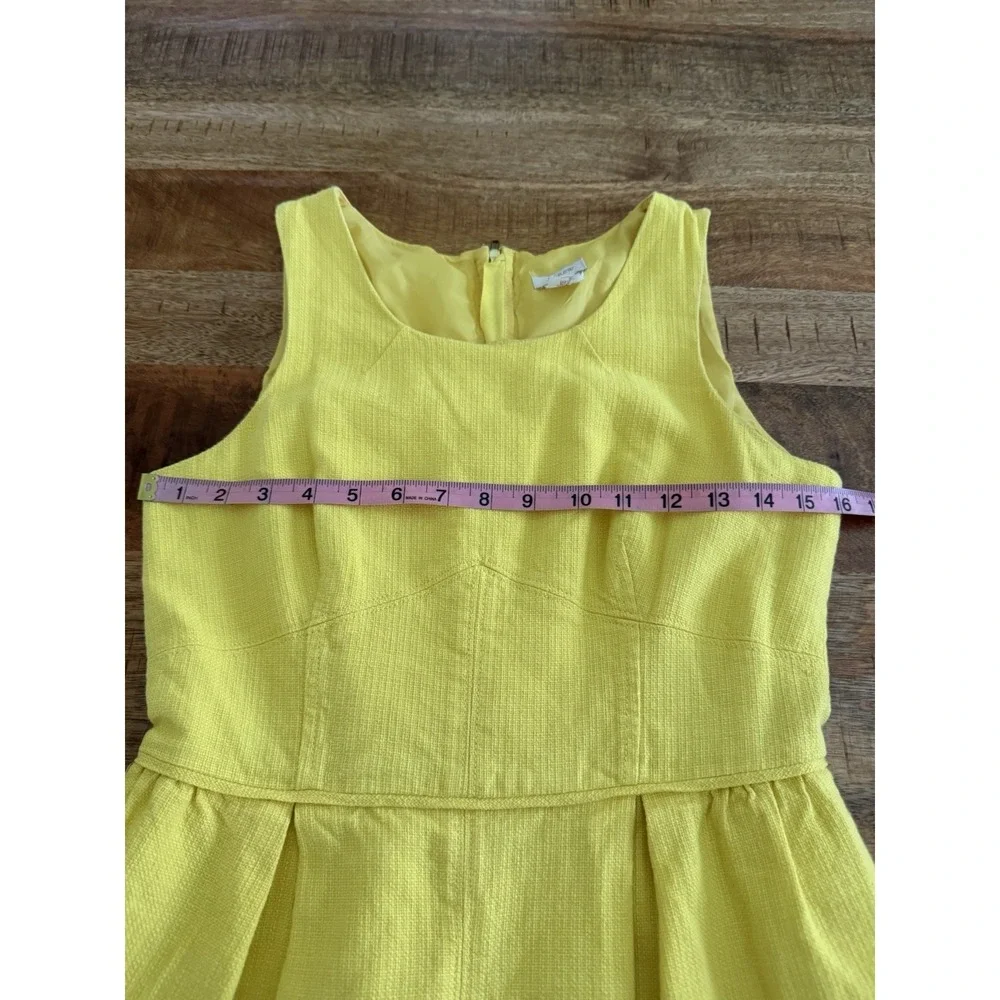 J.Crew Yellow Textured Fit & Flare Dress‎ Womens Size 6 Sleeveless Pockets